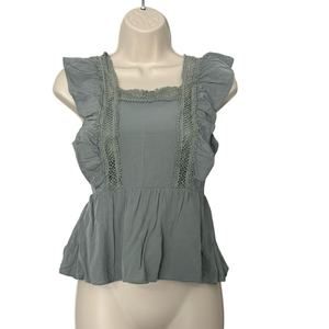 Jun & Ivy Women's Sleeveless Ruffle Blouse‎ Moss Green Size S
